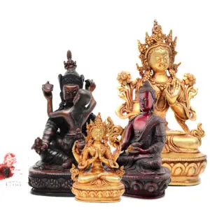 Group of handmade statues made from brass, copper, and resin