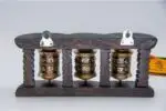 3-in-1 Tibetan Prayer Wheel with wooden frame – tabletop and wall mount design