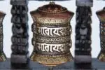 3-in-1 Tibetan Prayer Wheel with wooden frame – tabletop and wall mount design