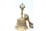 5-Inch Tall Brass Ritual Bell – handcrafted with a classic design and clear resonant sound, ideal for meditation, prayer, and traditional Tibetan spiritual practices.