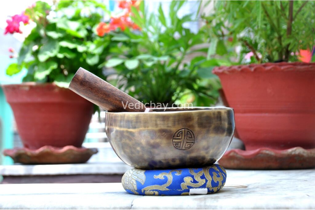 6-Inch Handmade Full Moon Singing Bowl with Striker and Cushion – Nepal