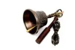 6-Inch Tall Tibetan Bell – handcrafted from a traditional metal alloy with subtle engravings, producing a deep and soothing tone, perfect for meditation, rituals, and spiritual ceremonies.