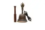 6-Inch Tall Tibetan Bell – handcrafted from a traditional metal alloy with subtle engravings, producing a deep and soothing tone, perfect for meditation, rituals, and spiritual ceremonies.
