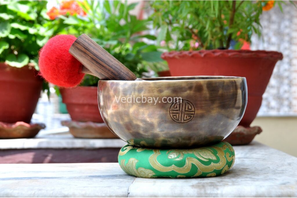 8-Inch Full Moon Singing Bowl Handmade in Nepal with Cushion and Mallet