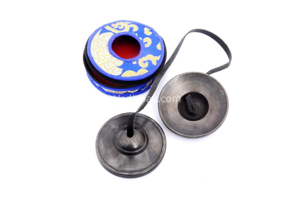 "Black Tibetan Tingsha Cymbals – Handcrafted meditation chimes made from traditional metal alloy, used for sound healing and spiritual rituals"