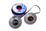 "Black Tibetan Tingsha Cymbals – Handcrafted meditation chimes made from traditional metal alloy, used for sound healing and spiritual rituals"