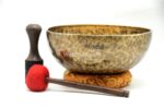 Full Moon Singing Bowl – Large Handmade Bowl for Standing Meditation, Chakra Healing, and Sound Therapy – Includes Strikers and Silk Cushion