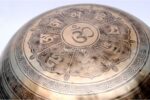 Extra large handmade singing bowl with Flower of Life, chakra symbols, Om, and Eight Auspicious Symbols