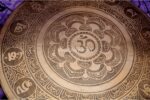 Hindu OM Carved Tibetan Gong – Handmade Gong for Sound Healing and Meditation – Deep Resonant Tone – Includes Felt Striker – Made in Nepal