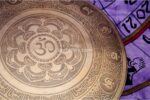 Hindu OM Carved Tibetan Gong – Handmade Gong for Sound Healing and Meditation – Deep Resonant Tone – Includes Felt Striker – Made in Nepal