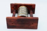 15-inch Tibetan Prayer Wheel with pagoda design and incense burner – Handmade wooden frame from Nepal – VedicBay