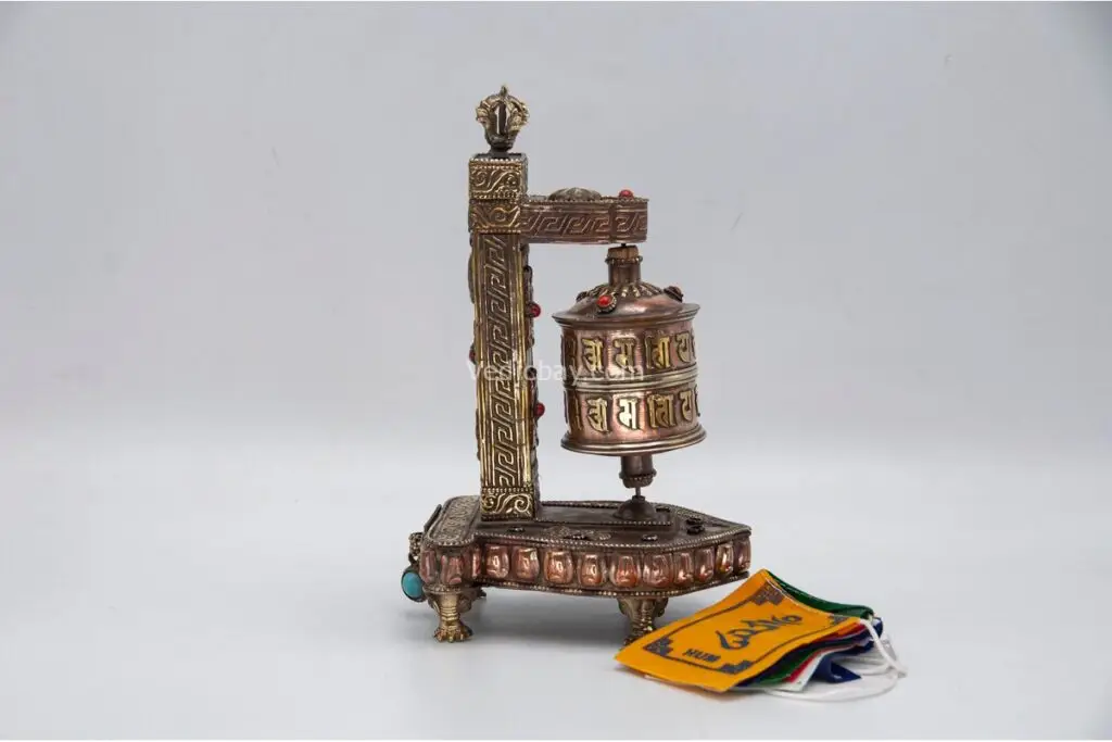 Tibetan Prayer Wheel with incense holder and burner – handcrafted in Nepal