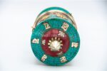10-Inch Table Top Tibetan Prayer Wheel with Eight Lucky Symbols and stone inlay – Handmade in Nepal