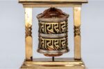 5.5-inch Tibetan Prayer Wheel with 2-line mantra and brass base handmade in Nepal