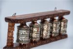“5-in-1 Tibetan Prayer Wheel with two-line mantra – 15.5 inch brass and wood – handmade in Nepal”