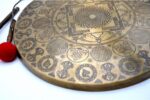 Chau Gong with Flower of Life Mandala – Handmade Tibetan Gong for Sound Healing and Meditation – Includes Felt Striker – Deep Resonance Gong from Nepal