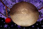 Endless Knot Tibetan Gong – Handmade Gong for Sound Healing and Meditation – Mantra Decorated Gong from Nepal