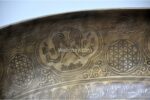 Large handmade singing bowl with Flower of Life center, Tibetan mantras, and sacred symbols