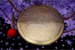 Flower of Life Tibetan Gong – Handmade Sound Healing Gong with Sacred Geometry and Mantra Carving – Includes Felt Striker – Made in Nepal
