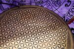 Flower of Life Tibetan Gong – Handmade Sound Healing Gong with Sacred Geometry and Mantra Carving – Includes Felt Striker – Made in Nepal