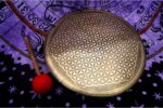 Flower of Life Tibetan Gong – Handmade Sound Healing Gong with Sacred Geometry and Mantra Carving – Includes Felt Striker – Made in Nepal