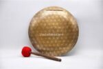 Flower of Life Tibetan Gong – Handmade Gong for Sound Healing and Meditation – Etched with Sacred Geometry and Mantras – Includes Felt Striker