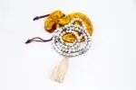 Howlite Stone Mala – handcrafted 108-bead prayer necklace made from natural howlite stones, known for calming the mind, easing stress, and promoting emotional healing. Ideal for meditation, mantra chanting, and mindfulness.