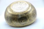 Large handmade singing bowl with Buddha engraving, Tibetan mantras, and mandala base