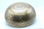 Large handmade Chakra Yogi singing bowl with Om and mantra etching, forged in Nepal