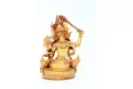 Handcrafted Manjushree Statue wielding a flaming sword and holding a scripture – made from brass with intricate carvings, symbolizing wisdom, knowledge, and enlightenment.