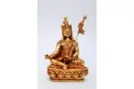 Handcrafted Padmasambhava (Guru Rinpoche) Statue seated in royal posture – made from brass with intricate detailing, holding vajra and skull cup, symbolizing spiritual power and transformation.