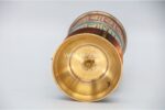 Tibetan Prayer Wheel – 9 Inch Tabletop with Brass Mantra and Stone Inlay – Handmade in Nepal