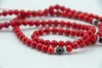 Red Coral Prayer Beads (Mala) – handcrafted 108-bead mala made from natural red coral, symbolizing vitality, courage, and inner strength. Ideal for meditation, mantra chanting, and energy work.