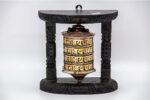 7-Inch Wall Hanging Tibetan Prayer Wheel with Wooden Frame - Handmade in Nepal