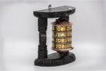7-Inch Wall Hanging Tibetan Prayer Wheel with Wooden Frame - Handmade in Nepal