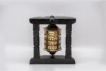 7-Inch Wall Hanging Tibetan Prayer Wheel with Wooden Frame - Handmade in Nepal
