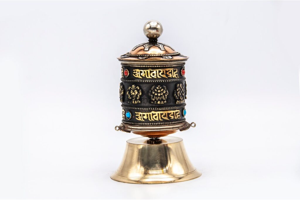 Eight Lucky Symbols prayer wheel for altar use