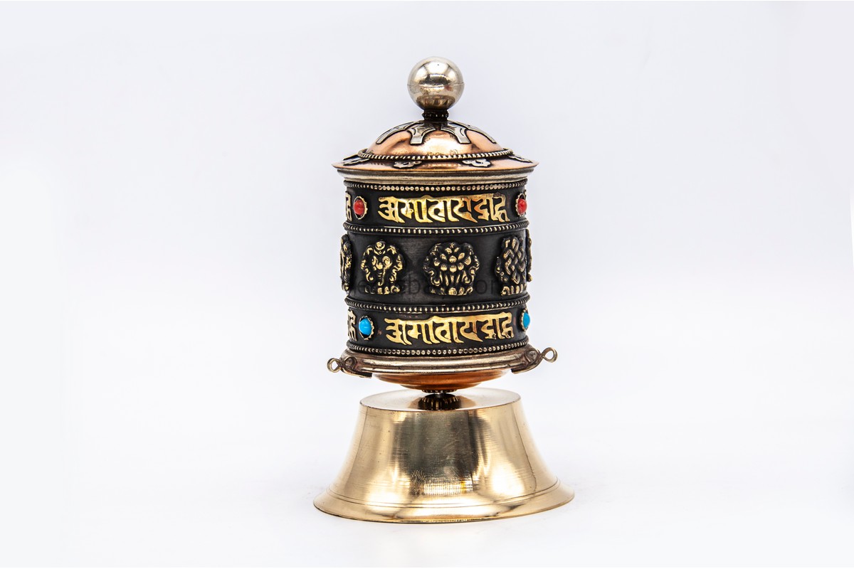Eight Lucky Symbols prayer wheel for altar use