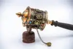 Eight Auspicious Symbol Tibetan Prayer Wheel with wooden handle