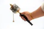 Eight Auspicious Symbol Tibetan Prayer Wheel with wooden handle