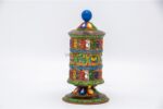 7-Inch Table Top Tibetan Prayer Wheel featuring 8 Auspicious Symbols, Handmade Copper Mantra Wheel from Nepal