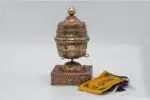 6-Inch Tabletop Prayer Wheel with barrel copper design – handmade in Nepal