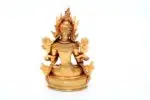 Handcrafted White Tara Statue seated in lotus posture with seven eyes – made from brass with delicate detailing, symbolizing compassion, healing, and longevity in Tibetan Buddhism.