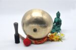 10 inch handmade Tibetan Lingam singing bowl with dim finish – rare Himalayan ritual bowl with central lingam, includes mallet and cushion