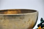 10 inch handmade Tibetan Lingam singing bowl with dim finish – rare Himalayan ritual bowl with central lingam, includes mallet and cushion