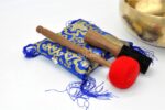 11 inch handmade Tibetan Therapy singing bowl with dim finish – thin wall design for deep immersive sound, includes mallet, felt drum stick, and cushion