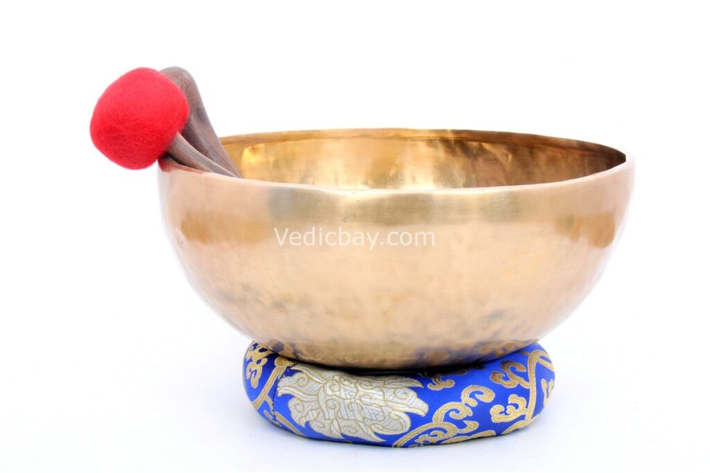 12-Inch Handmade Head Therapy Tibetan Singing Bowl – Dim Finish with Mallet, Cushion & Drum Stick