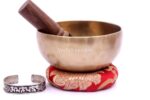 5-Inch Handmade Tibetan Singing Bowl – Dim Finish with Mallet, Cushion & Bracelet