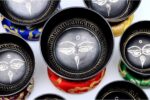 7 Chakra Black Painted Tibetan Singing Bowl Set with Buddha Eyes inside and mantra around – handmade in Nepal
