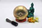 7 inch handmade Tibetan Lingam singing bowl with dim finish – rare Himalayan bowl with central lingam, includes mallet and cushion
